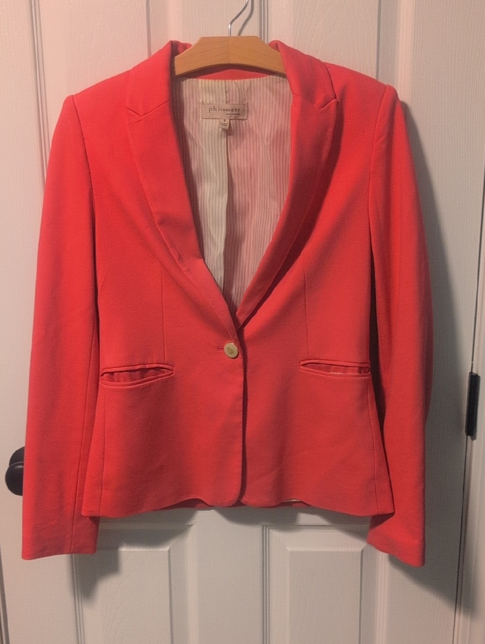 Philosophy Coral-Pink Single Button Tailored Blazer